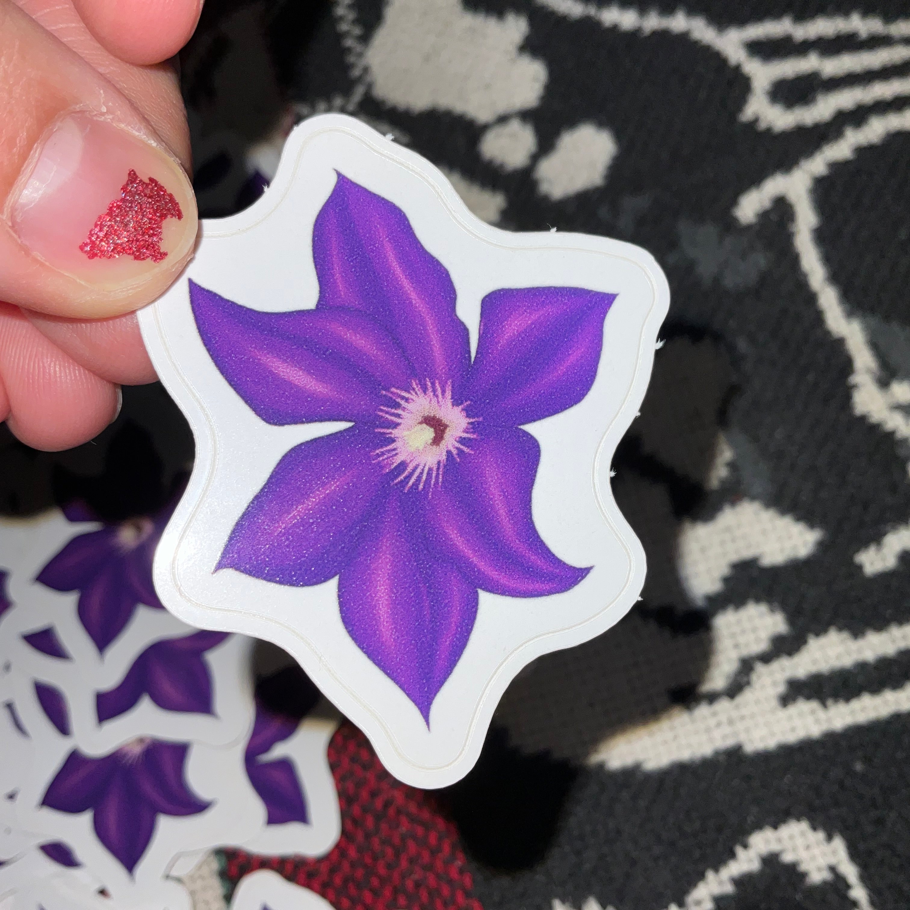 Purple Clematis Flower Sticker