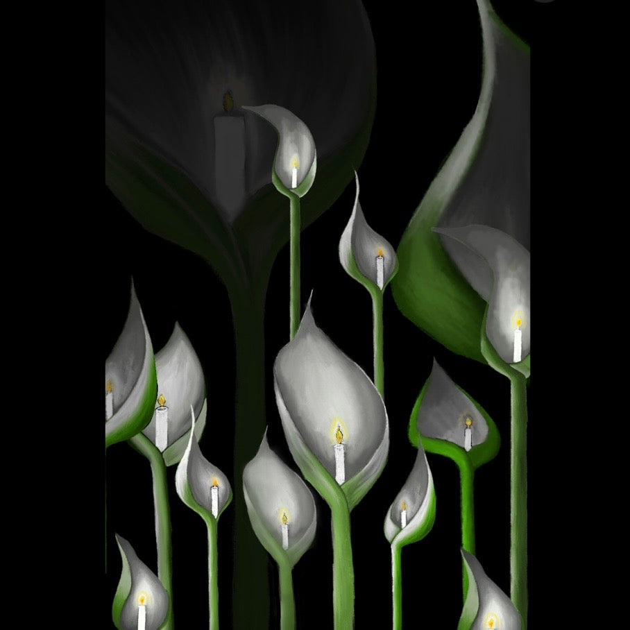 Candle Lit Calla Lillies Print